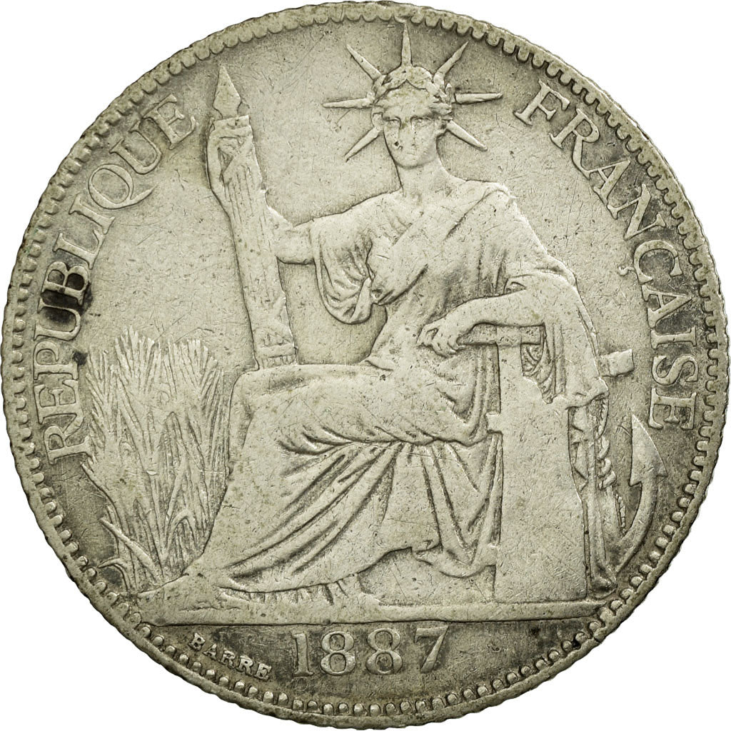 Coin, FRENCH INDO-CHINA, 20 Cents, 1887, Paris, VF(20-25), Silver, KM:3