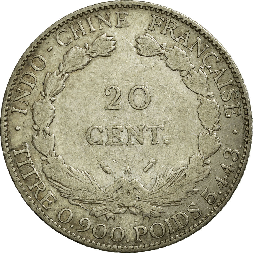 Coin, FRENCH INDO-CHINA, 20 Cents, 1887, Paris, VF(20-25), Silver, KM:3