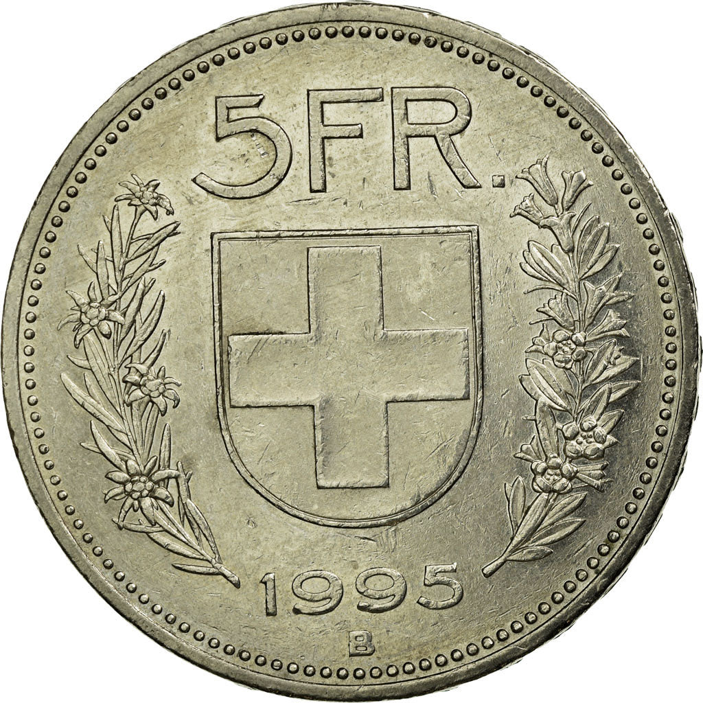 Coin, Switzerland, 5 Francs, 1995, Bern, EF(40-45), Copper-nickel, KM:40a.4