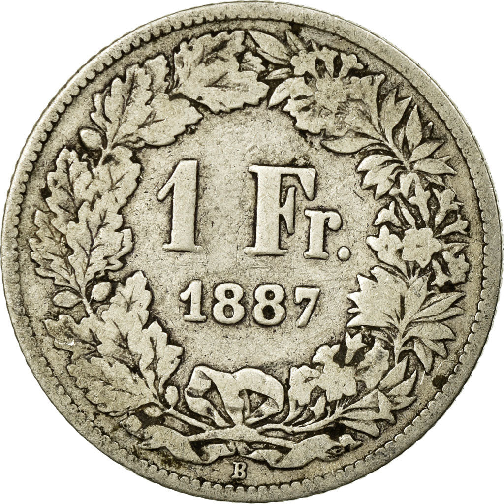 Coin, Switzerland, Franc, 1887, Bern, VF(30-35), Silver, KM:24