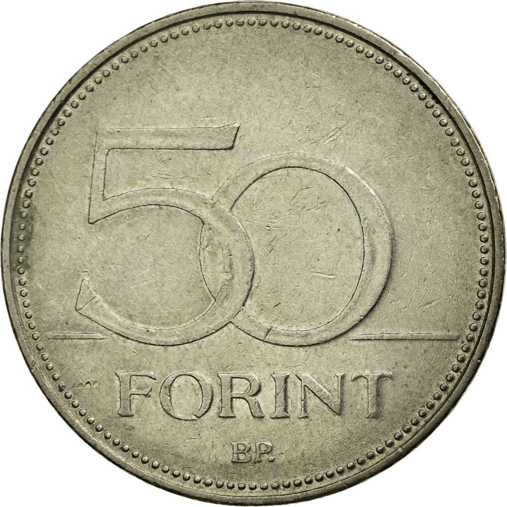 Moneta, Węgry, 50 Forint, 2001, Budapest, VF(30-35), Miedź-Nikiel, KM:697