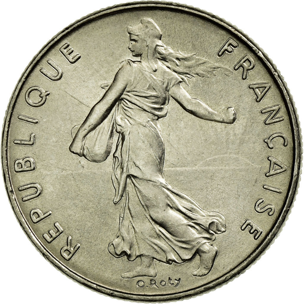 Moneta, Francja, Semeuse, 1/2 Franc, 1974, Paris, AU(55-58), Nikiel, KM:931.1