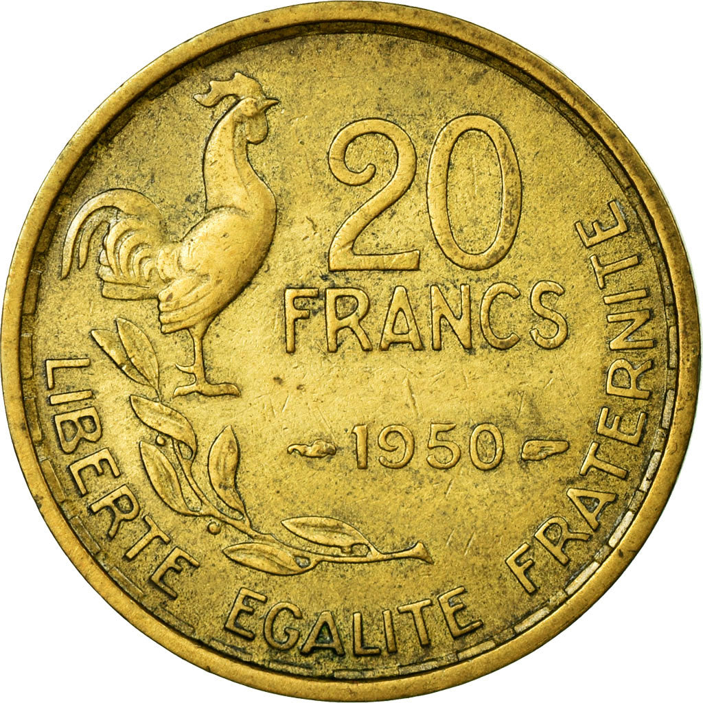 Coin, France, Guiraud, 20 Francs, 1950, Paris, EF(40-45), Aluminum-Bronze