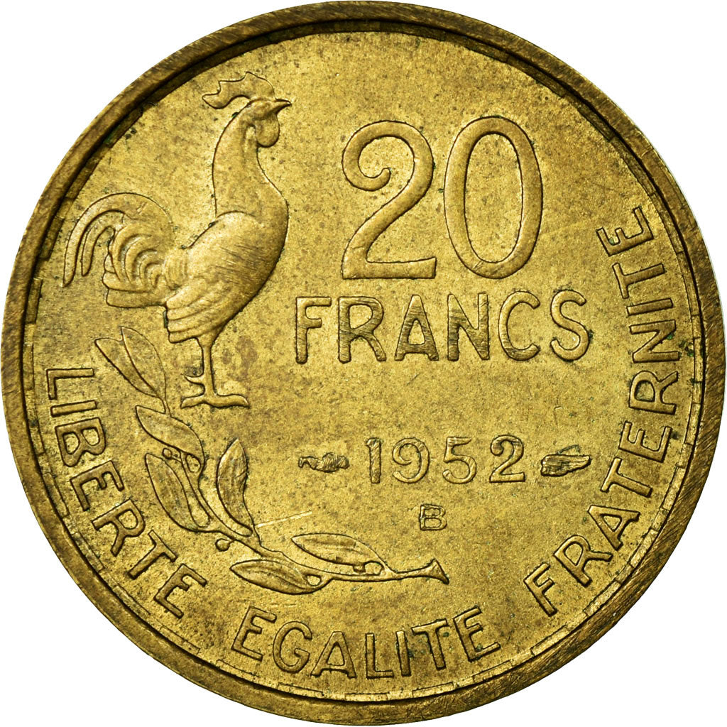 Coin, France, Guiraud, 20 Francs, 1952, Beaumont - Le Roger, EF(40-45)