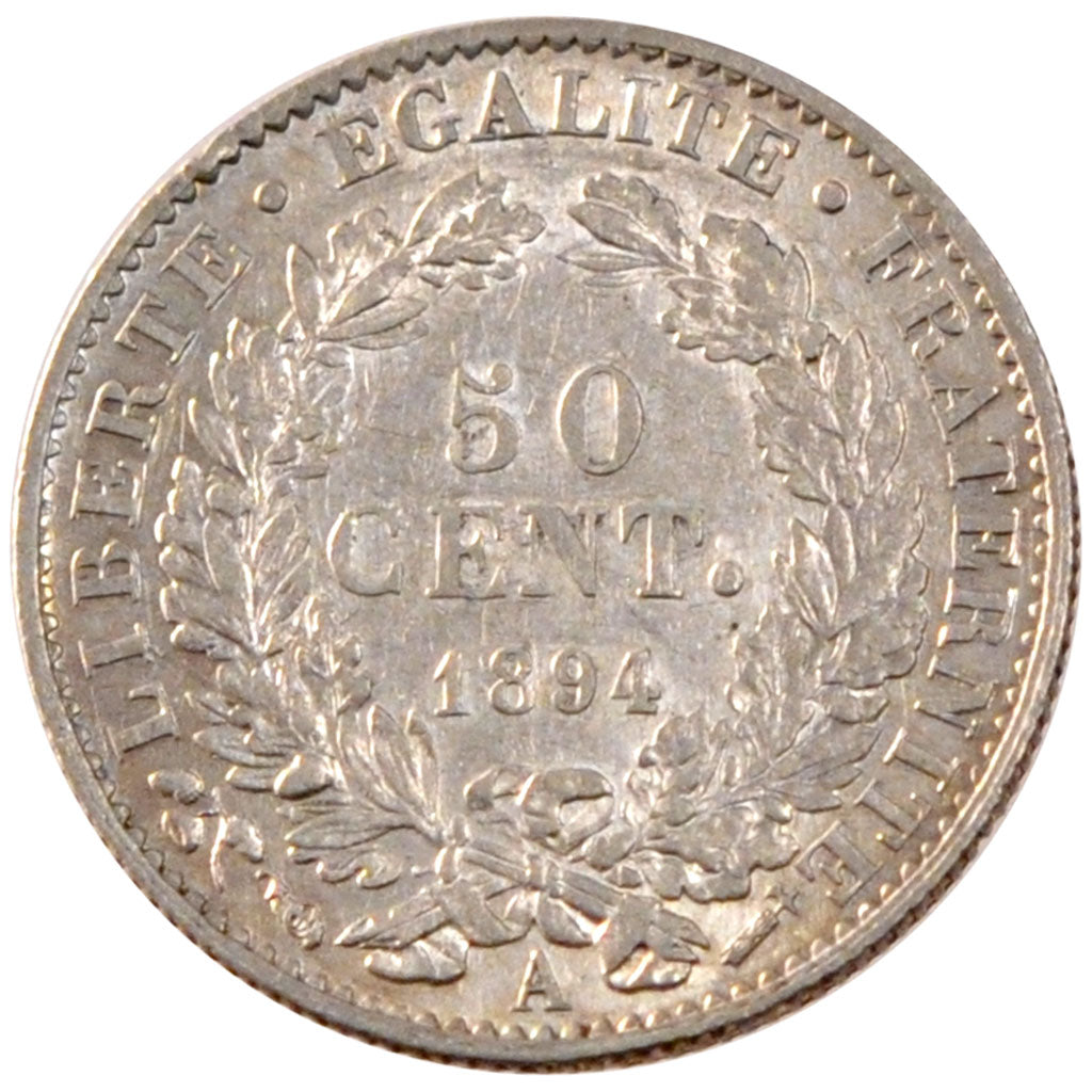 Coin, France, Cérès, 50 Centimes, 1894, Paris, AU(55-58), Silver, KM:834.1