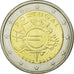 Portugal, 2 Euro, 10 ans de l'Euro, 2012, MS(63), Bi-Metallic, KM:812