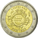 Netherlands, 2 Euro, 10 ans de l'Euro, 2012, EF(40-45), Bi-Metallic, KM:308