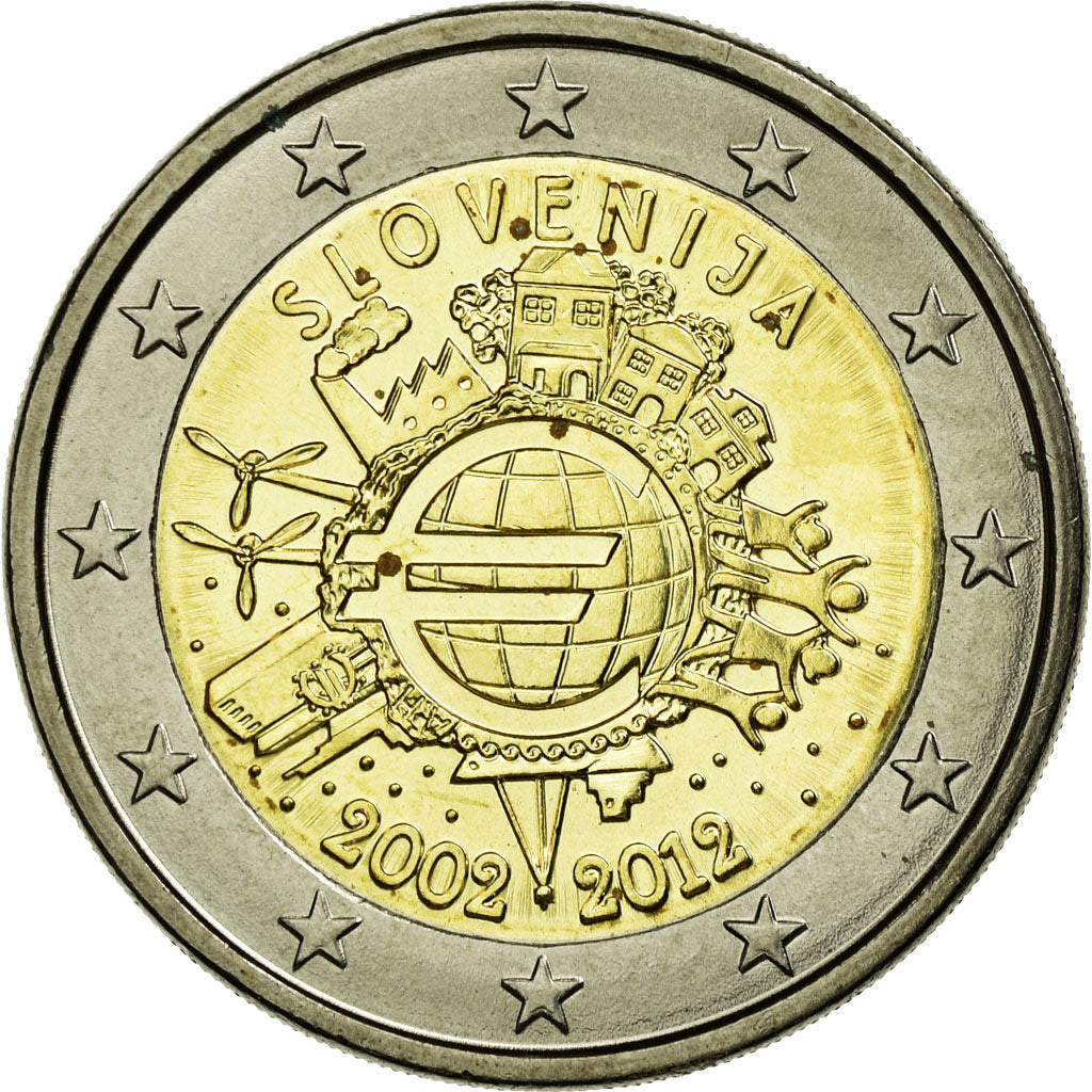 Coin, Slovenia, Euro Coinage, 10th Anniversary, 2 Euro, 2012, AU(55-58)