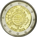 Finland, Euro Coinage, 10th Anniversary, 2 Euro, 2012, AU(55-58), Bi-Metallic