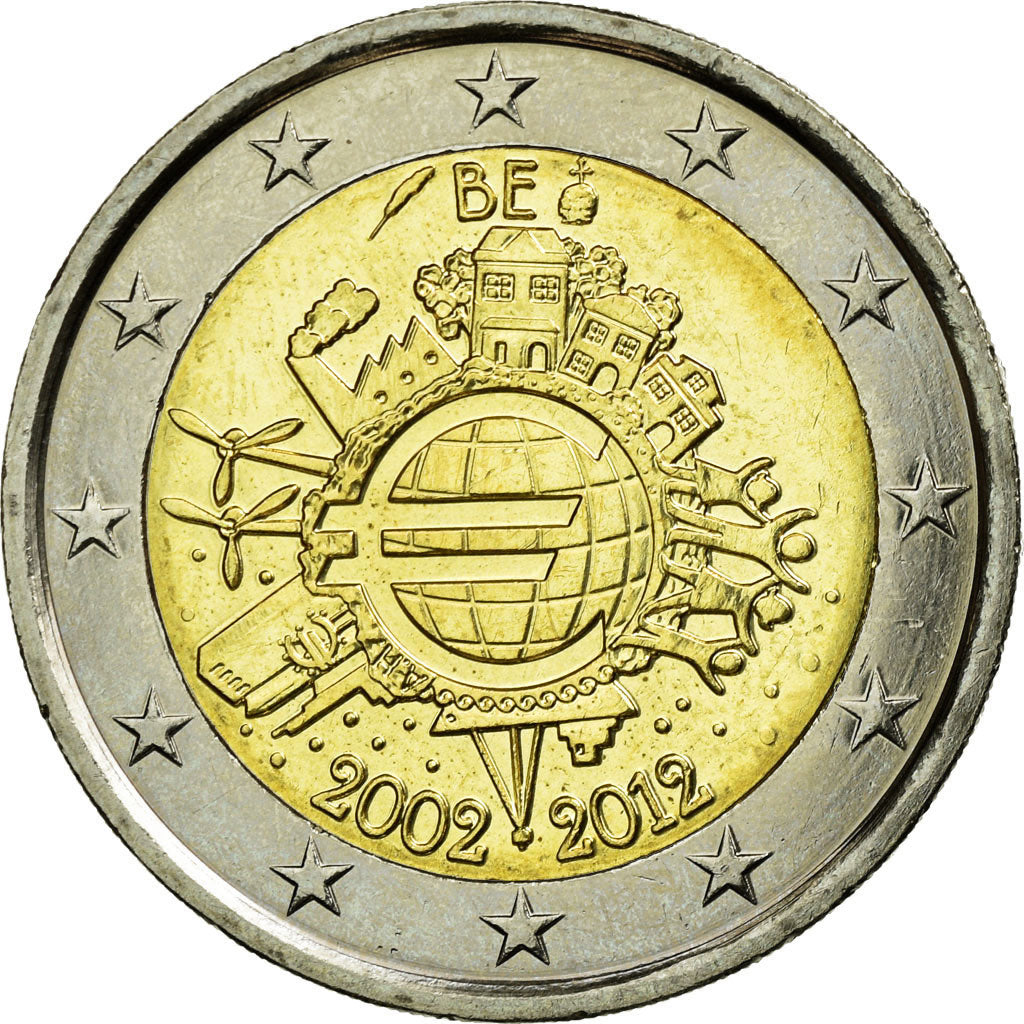 Belgium, 2 Euro, 10 ans de l'Euro, 2012, EF(40-45), Bi-Metallic, KM:315