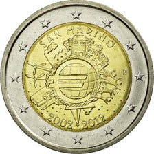 San Marino, 2 Euro, 10 ans de l euro, 2012, AU(55-58), Bi-Metallic, KM:519