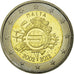 Malta, 2 Euro, 10 Jahre Euro, 2012, AU(55-58), Bi-Metallic, KM:139