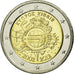 Cyprus, 2 Euro, 10 ans de l'Euro, 2012, AU(55-58), Bi-Metallic, KM:97