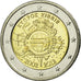 Cypr, 2 Euro, 10 ans de l'Euro, 2012, AU(55-58), Bimetaliczny, KM:97