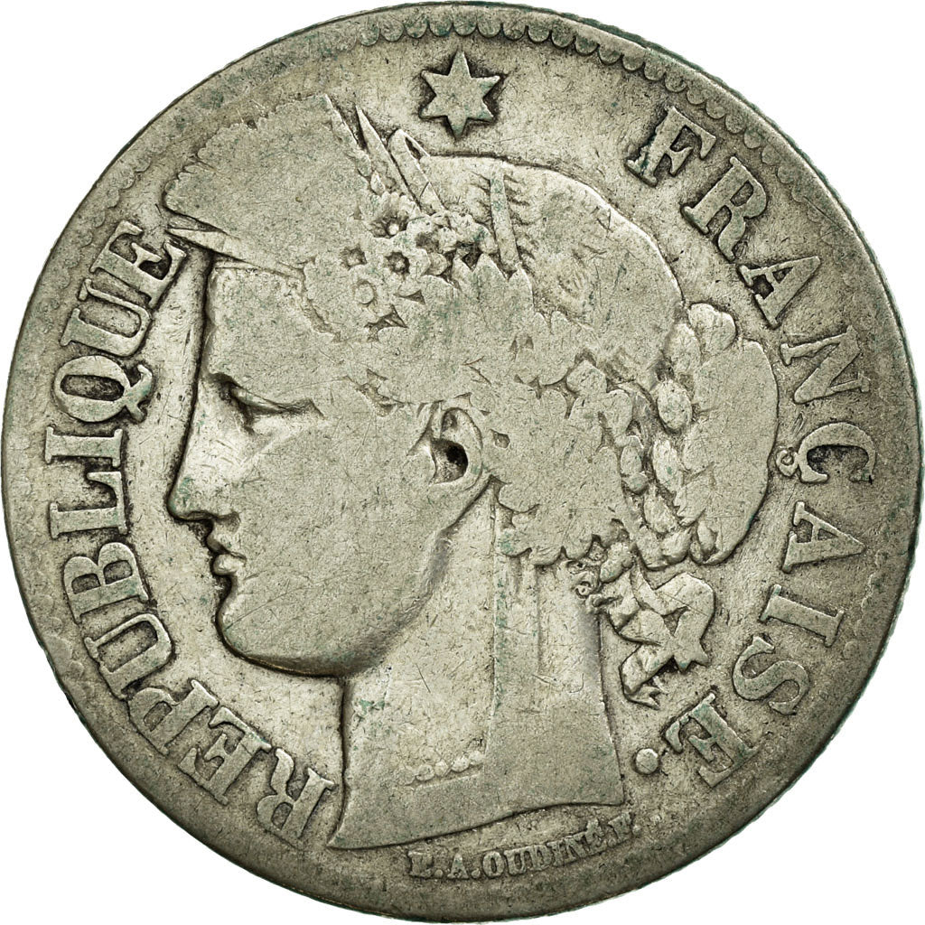 Coin, France, Cérès, 2 Francs, 1871, Bordeaux, VF(20-25), Silver, KM:817.2