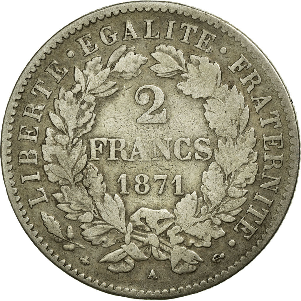 Monnaie, France, Cérès, 2 Francs, 1871, Paris, TB+, Argent, Gadoury:530