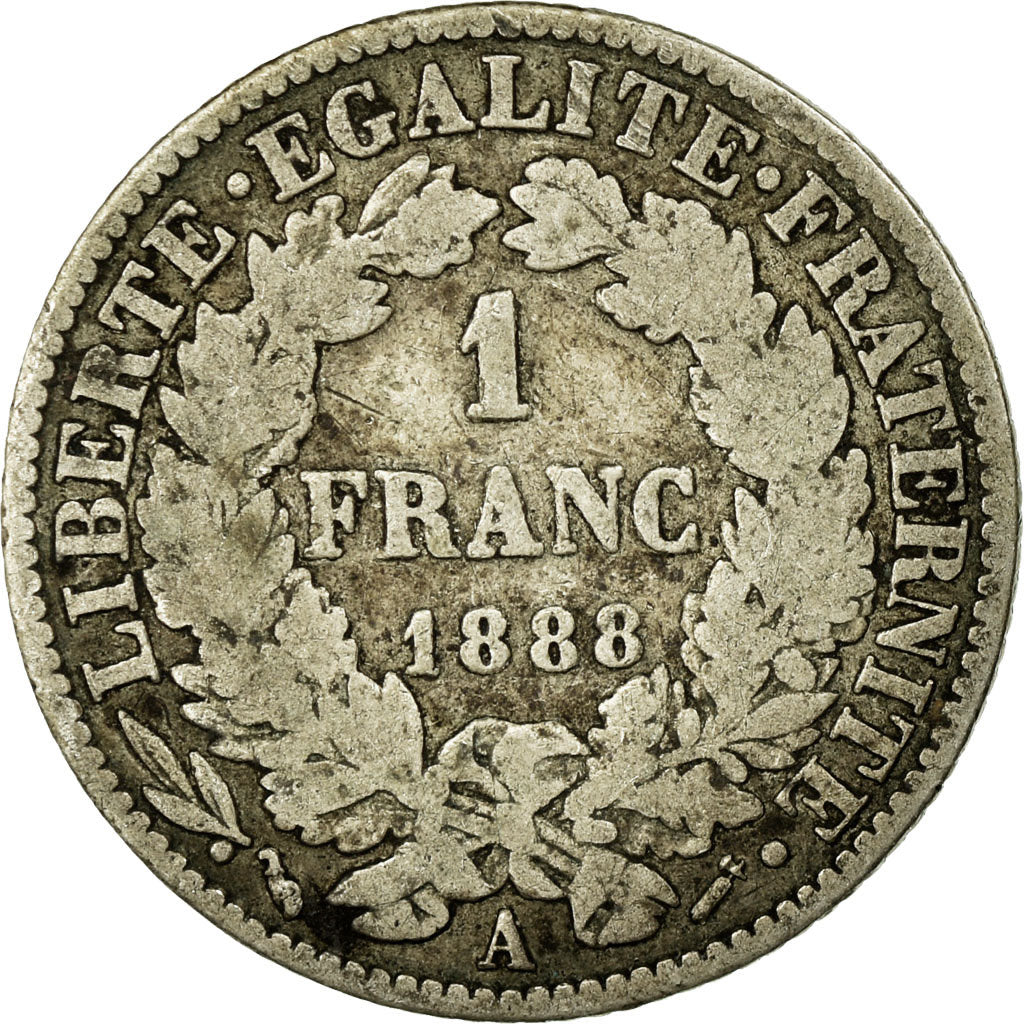 Moneta, Francia, Cérès, Franc, 1888, Paris, MB, Argento, KM:822.1