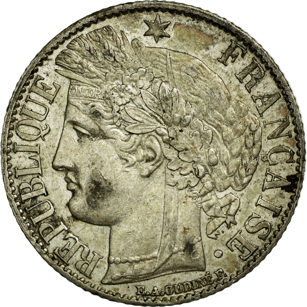 Coin, France, Cérès, Franc, 1872, Paris, AU(50-53), Silver, KM:822.1