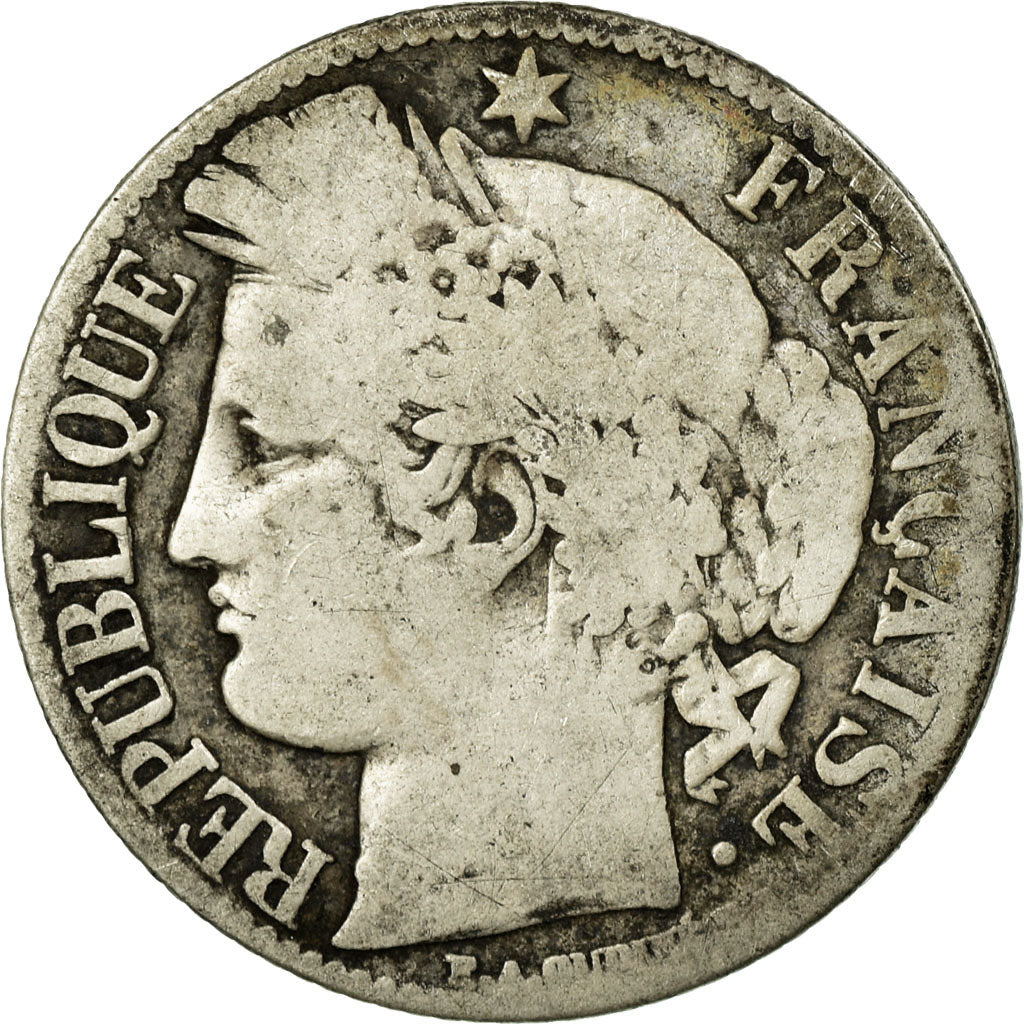 Moneda, Francia, Cérès, Franc, 1871, Paris, BC, Plata, KM:822.1, Gadoury:465