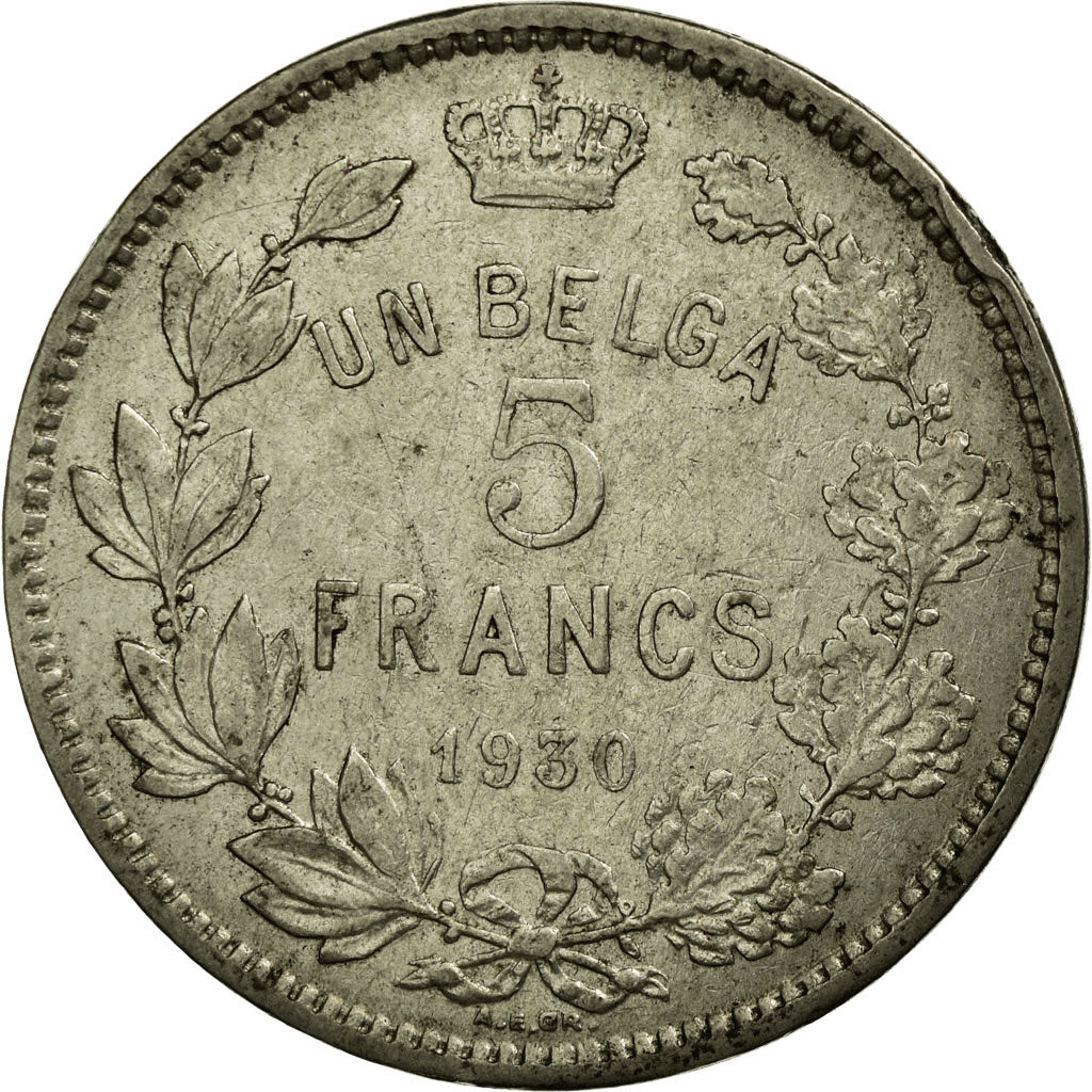 Coin, Belgium, 5 Francs, 5 Frank, 1930, EF(40-45), Nickel, KM:97.1