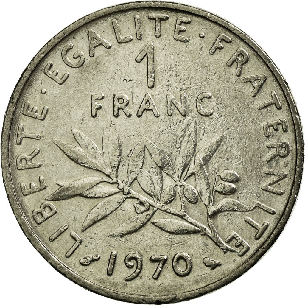 Moneta, Francia, Semeuse, Franc, 1970, Paris, BB, Nichel, KM:925.1, Gadoury:474