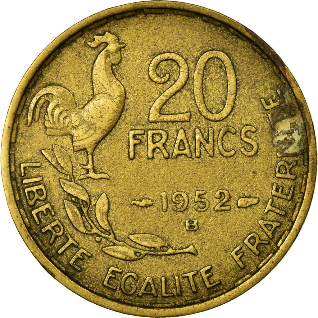 Munten, Frankrijk, Guiraud, 20 Francs, 1952, Beaumont - Le Roger, FR+