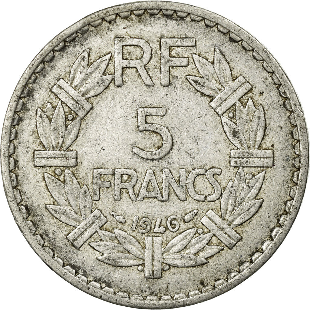 Moneda, Francia, Lavrillier, 5 Francs, 1946, BC+, Aluminio - bronce, KM:888a.2