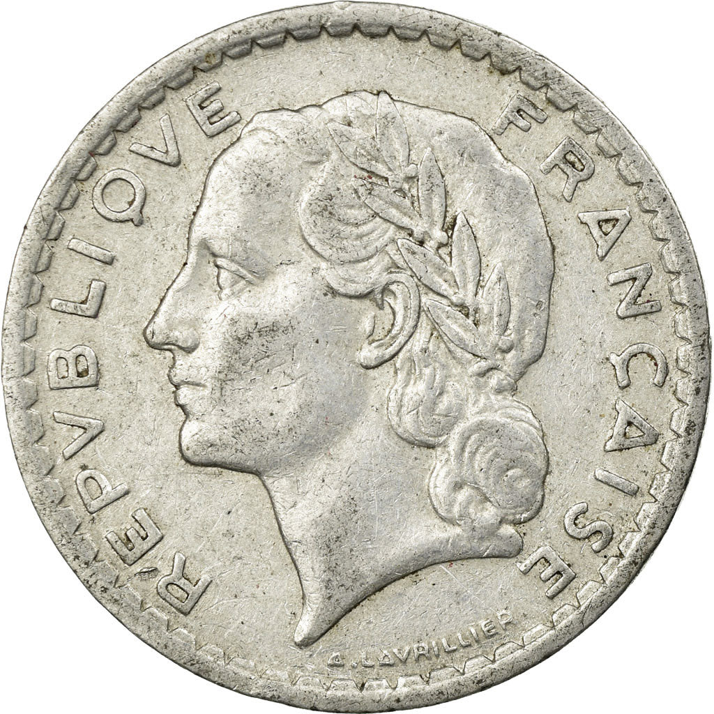 Moeda, França, Lavrillier, 5 Francs, 1947, EF(40-45), Alumínio-Bronze