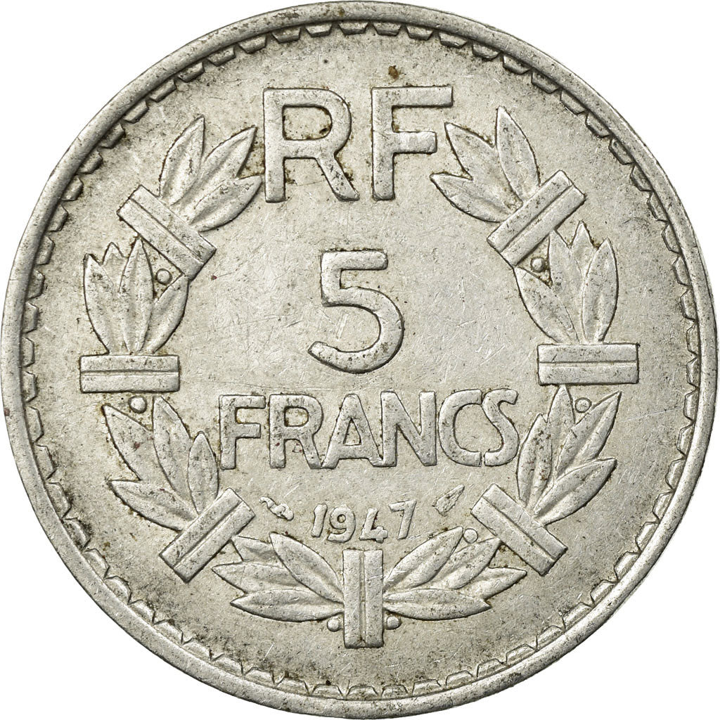 Moeda, França, Lavrillier, 5 Francs, 1947, EF(40-45), Alumínio-Bronze