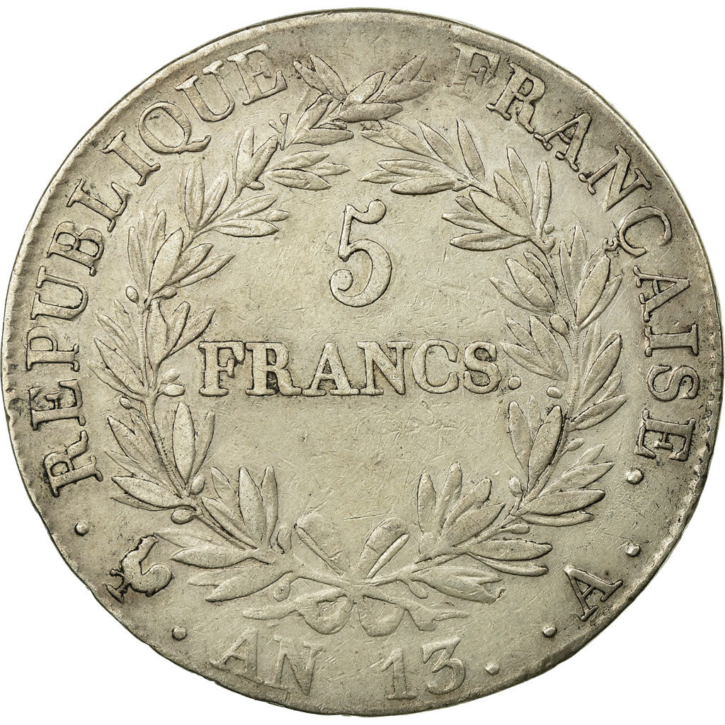 Moneda, Francia, Napoléon I, 5 Francs, 1804, Paris, MBC, Plata, KM:662.1