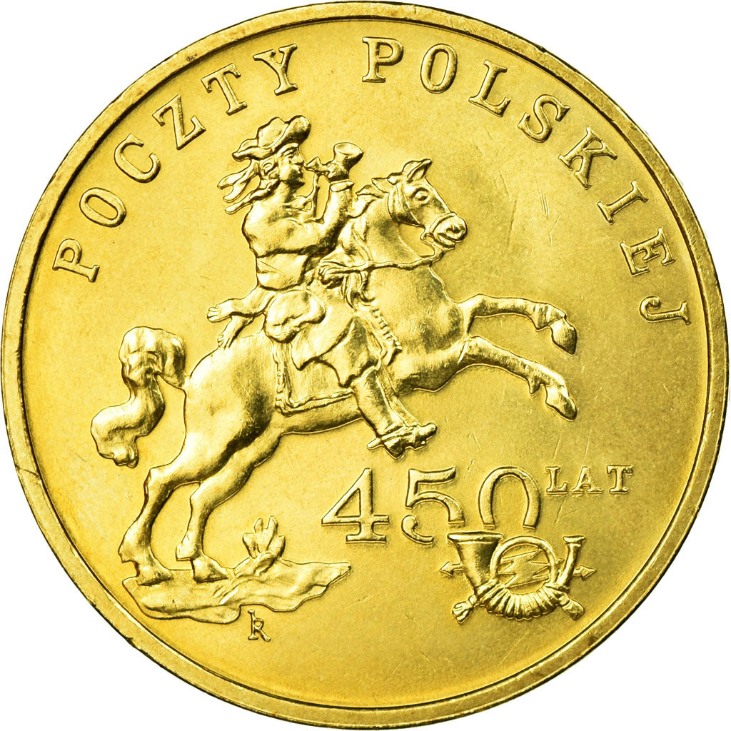 Monnaie, Pologne, 450th Anniversary of the Polish Post, 2 Zlote, 2008, Warsaw