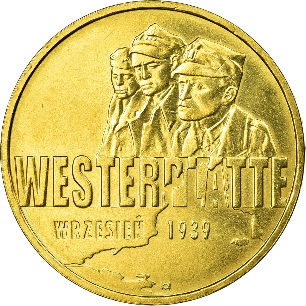 Coin, Poland, Westerplatte, 2 Zlote, 2009, Warsaw, EF(40-45), Brass, KM:694