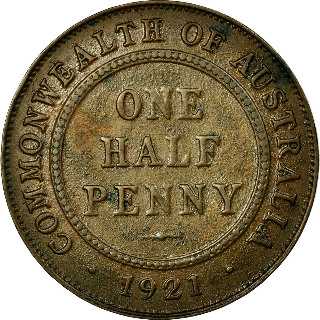 Coin, Australia, George V, 1/2 Penny, 1921, EF(40-45), Bronze, KM:22
