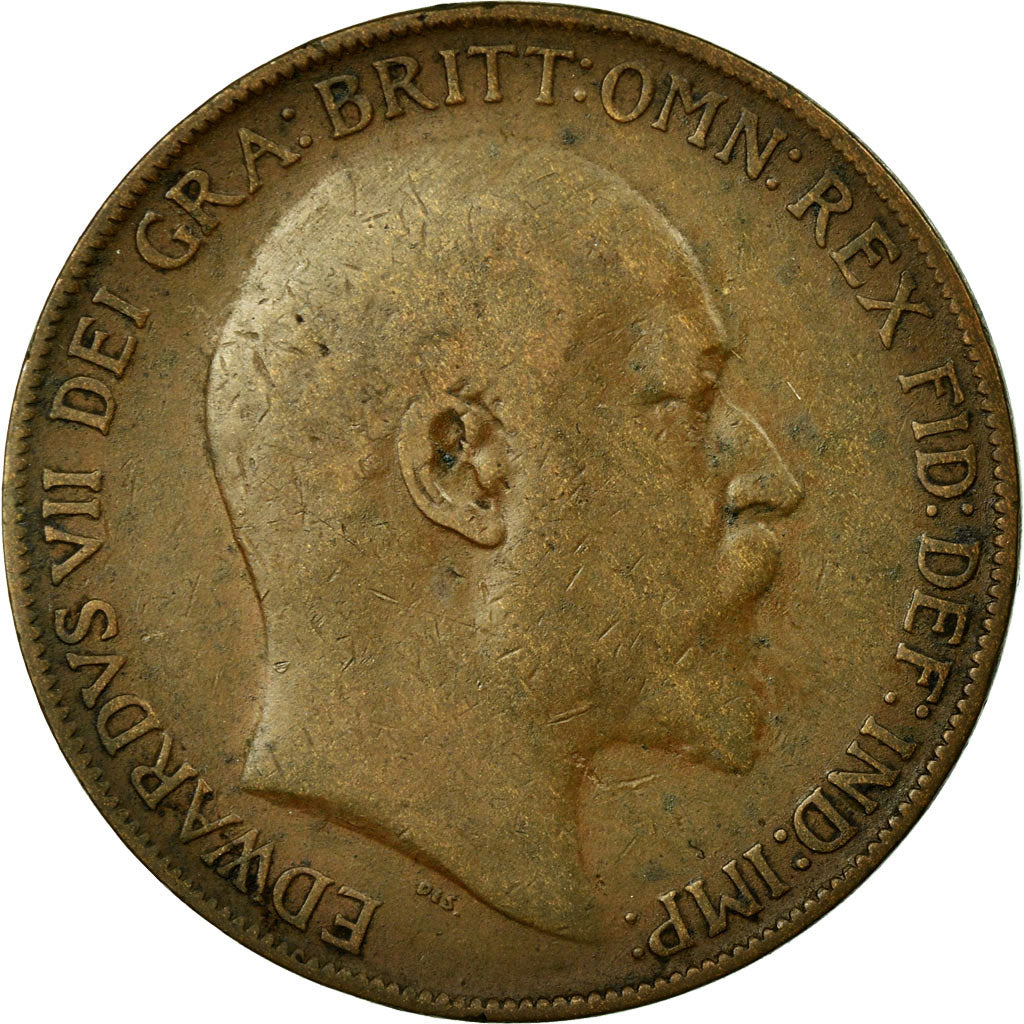 Coin, Great Britain, Edward VII, Penny, 1908, VF(30-35), Bronze, KM:794.2
