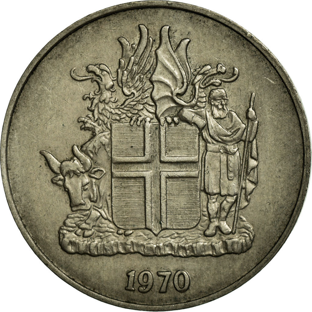 Monnaie, Iceland, George VI, 10 Kronur, 1970, TTB, Copper-nickel, KM:15