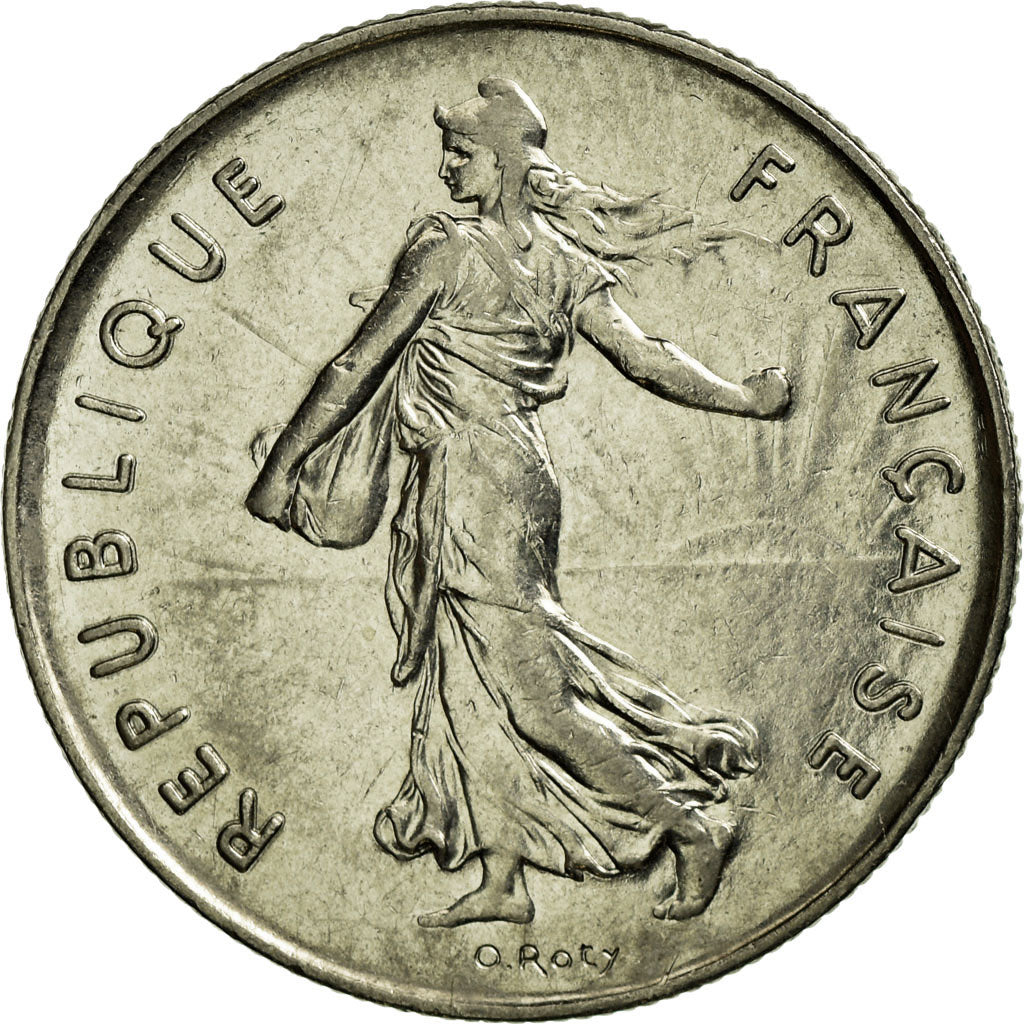 Moneta, Francia, Semeuse, 5 Francs, 1977, Paris, BB, Nichel placcato