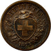 Munten, Zwitserland, 2 Rappen, 1875, Bern, ZF+, Bronze, KM:4.1