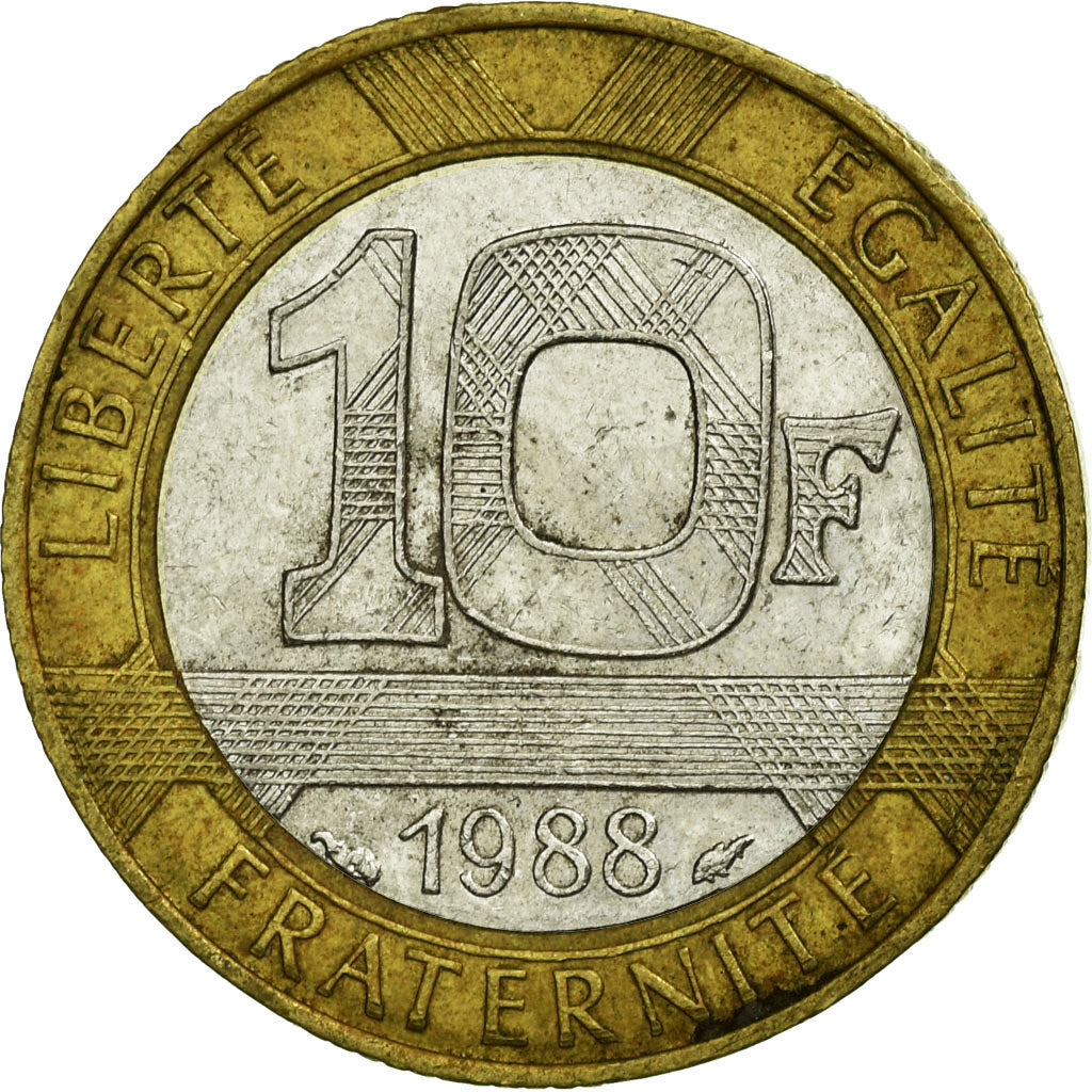 Munten, Frankrijk, Génie, 10 Francs, 1988, FR+, Bi-Metallic, KM:964.1