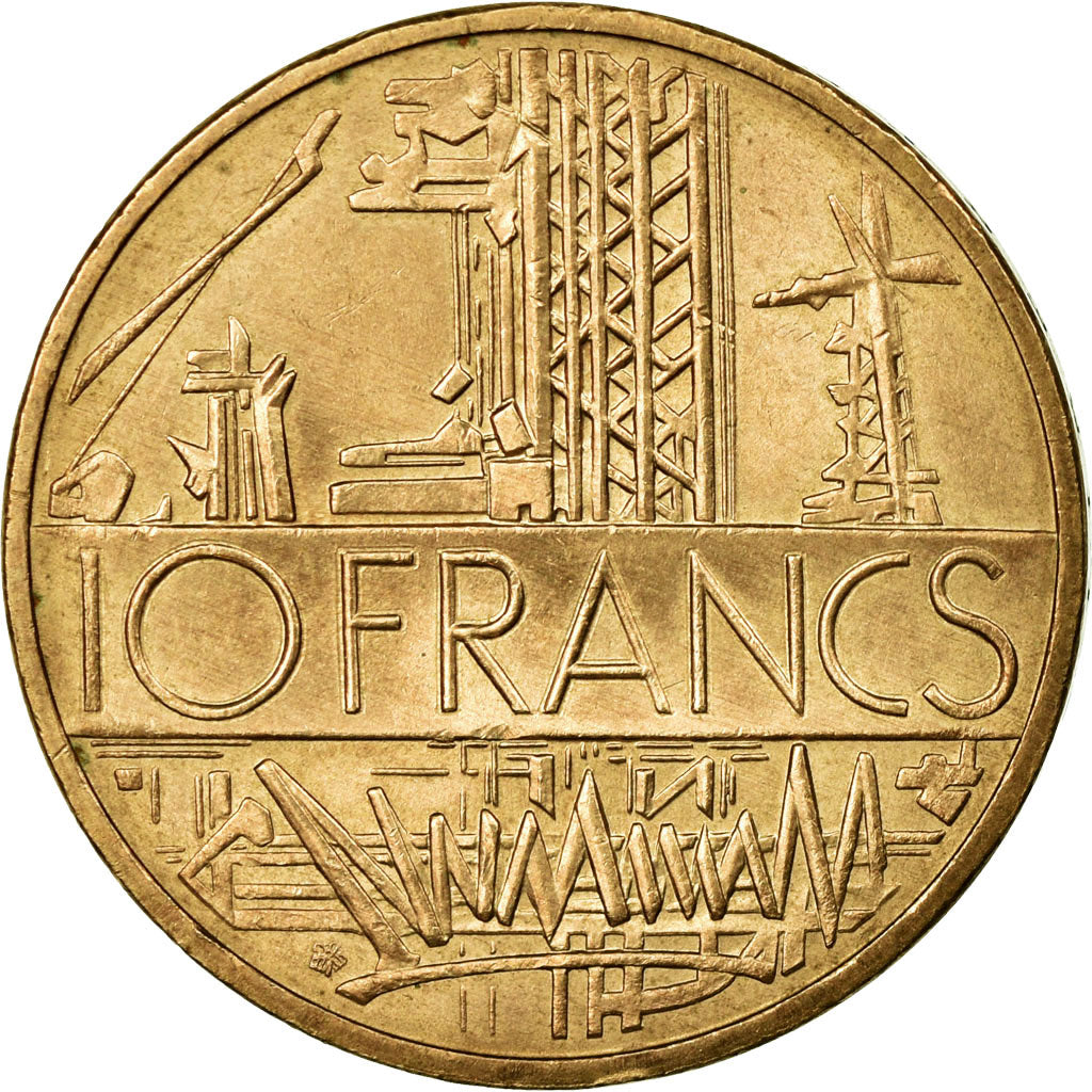 Moneta, Francja, Mathieu, 10 Francs, 1985, Paris, AU(55-58), Mosiądz niklowy