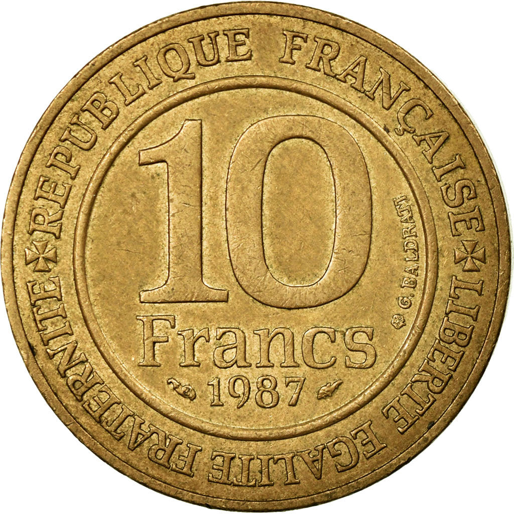 Moneda, Francia, Millennium of King Capet and France, 10 Francs, 1987, BC+