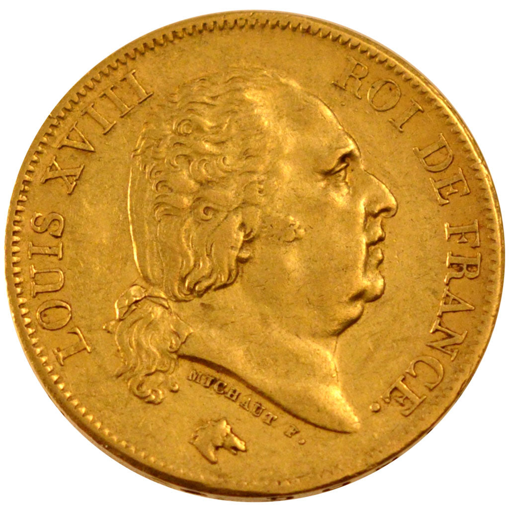 FRANCE, Louis XVIII, 40 Francs, 1817, Paris, KM #713.1, AU(50-53), Gold,...