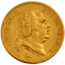 FRANCE, Louis XVIII, 40 Francs, 1817, Paris, KM #713.1, AU(50-53), Gold,...