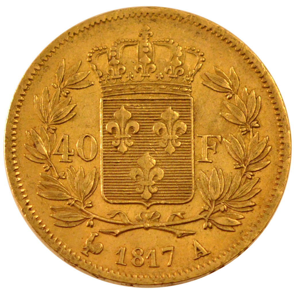 FRANCE, Louis XVIII, 40 Francs, 1817, Paris, KM #713.1, AU(50-53), Gold,...