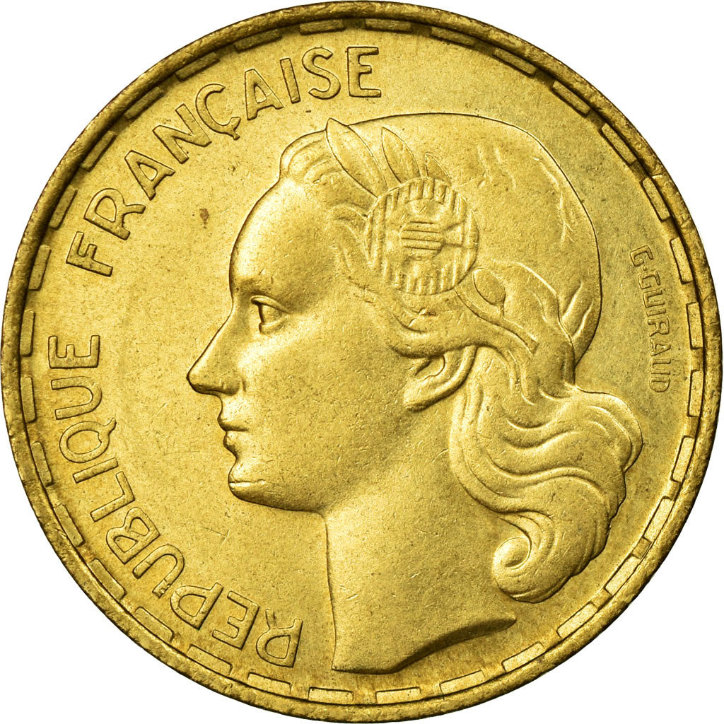 Moeda, França, Guiraud, 50 Francs, 1953, Paris, AU(50-53), Alumínio-Bronze