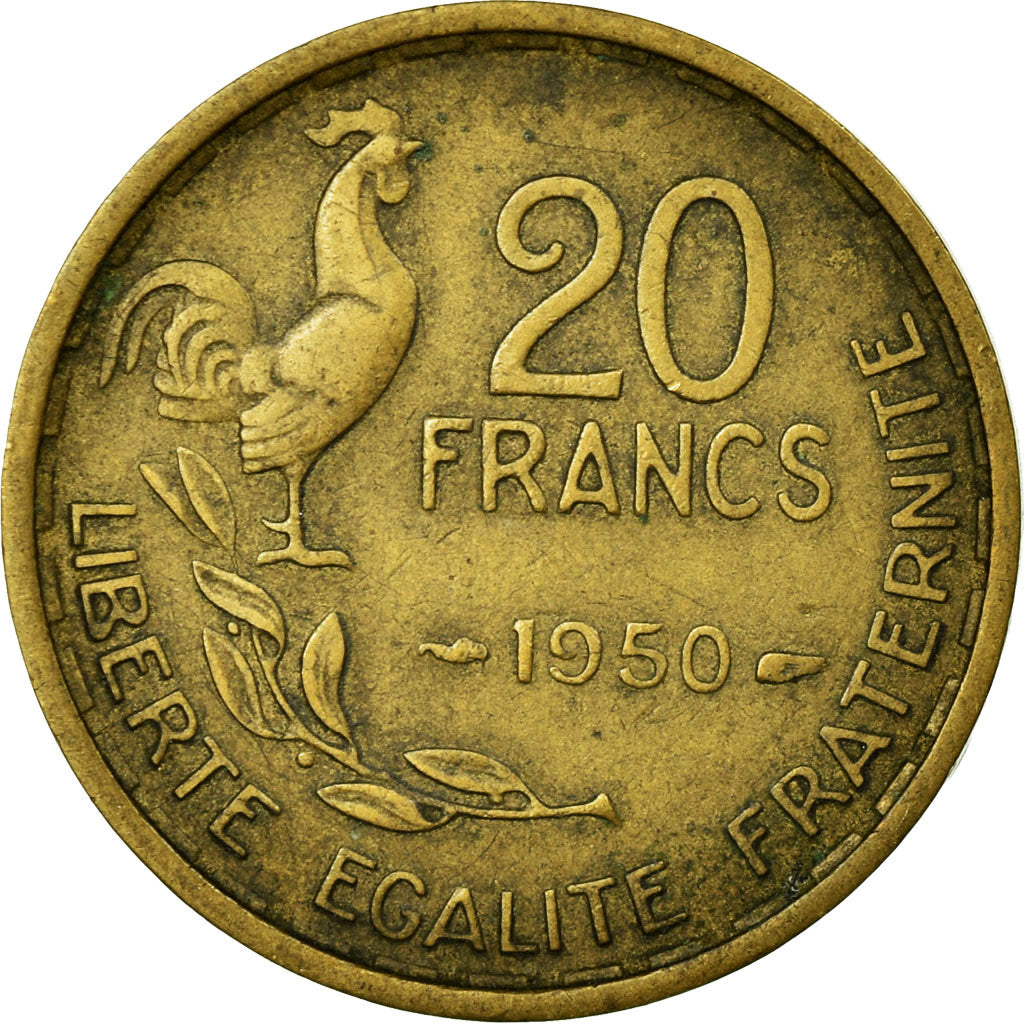 Munten, Frankrijk, Guiraud, 20 Francs, 1950, Paris, ZF, Aluminum-Bronze