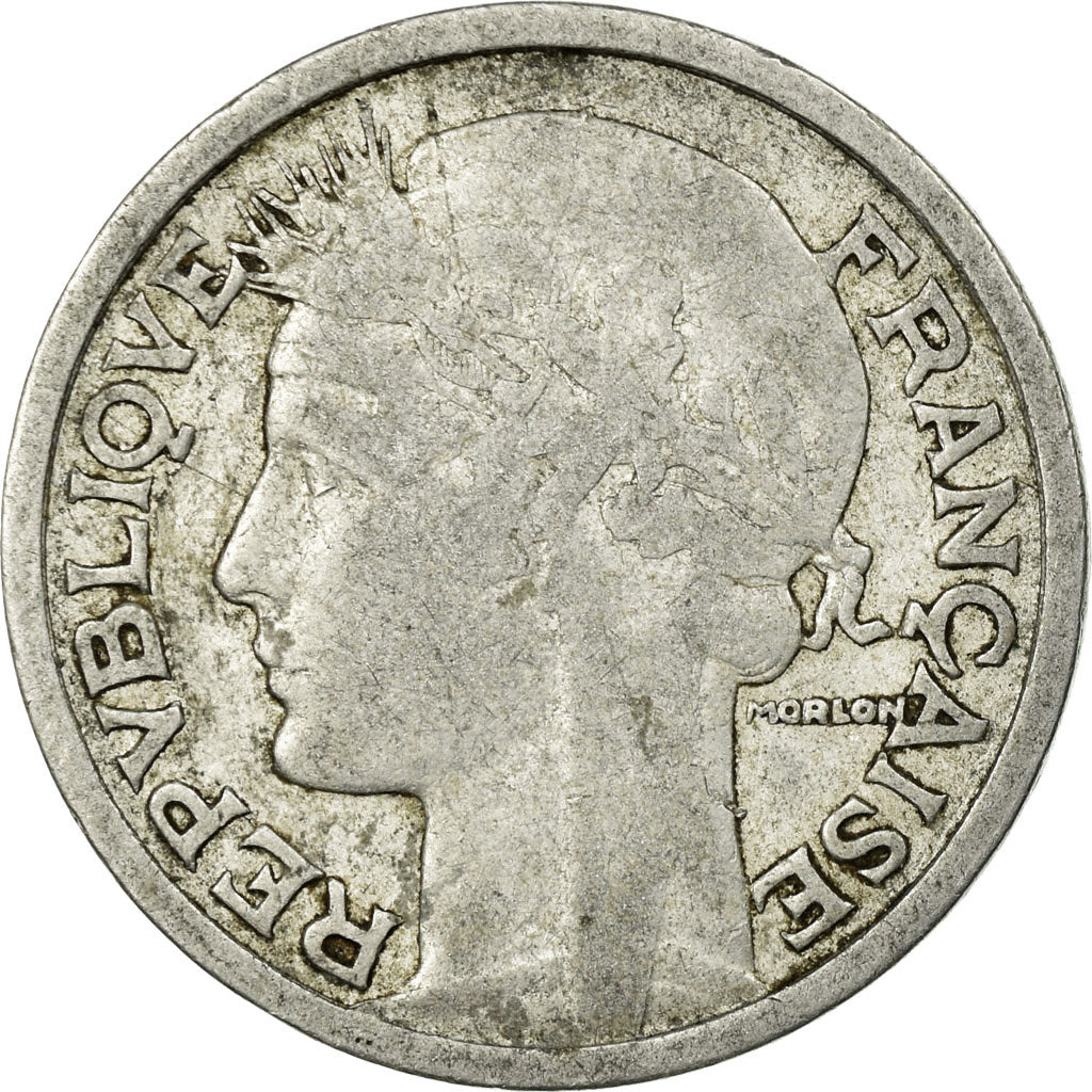 Münze, Frankreich, Morlon, 2 Francs, 1944, S+, Aluminium, KM:886a.1
