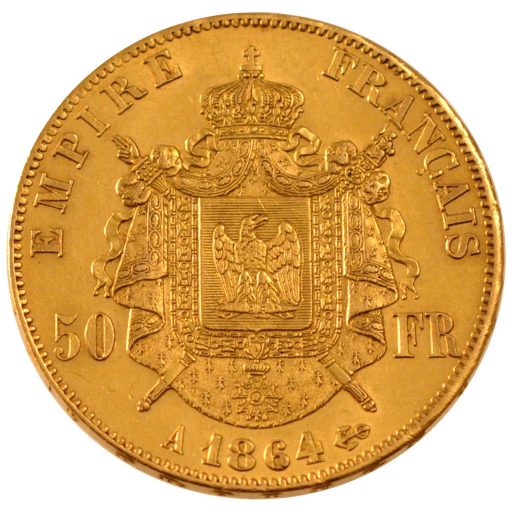 Coin, France, Napoleon III, Napoléon III, 50 Francs, 1864, Paris, AU(55-58)