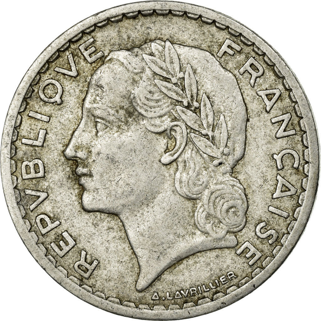 Moneda, Francia, Lavrillier, 5 Francs, 1947, Paris, BC+, Aluminio, KM:888b.1