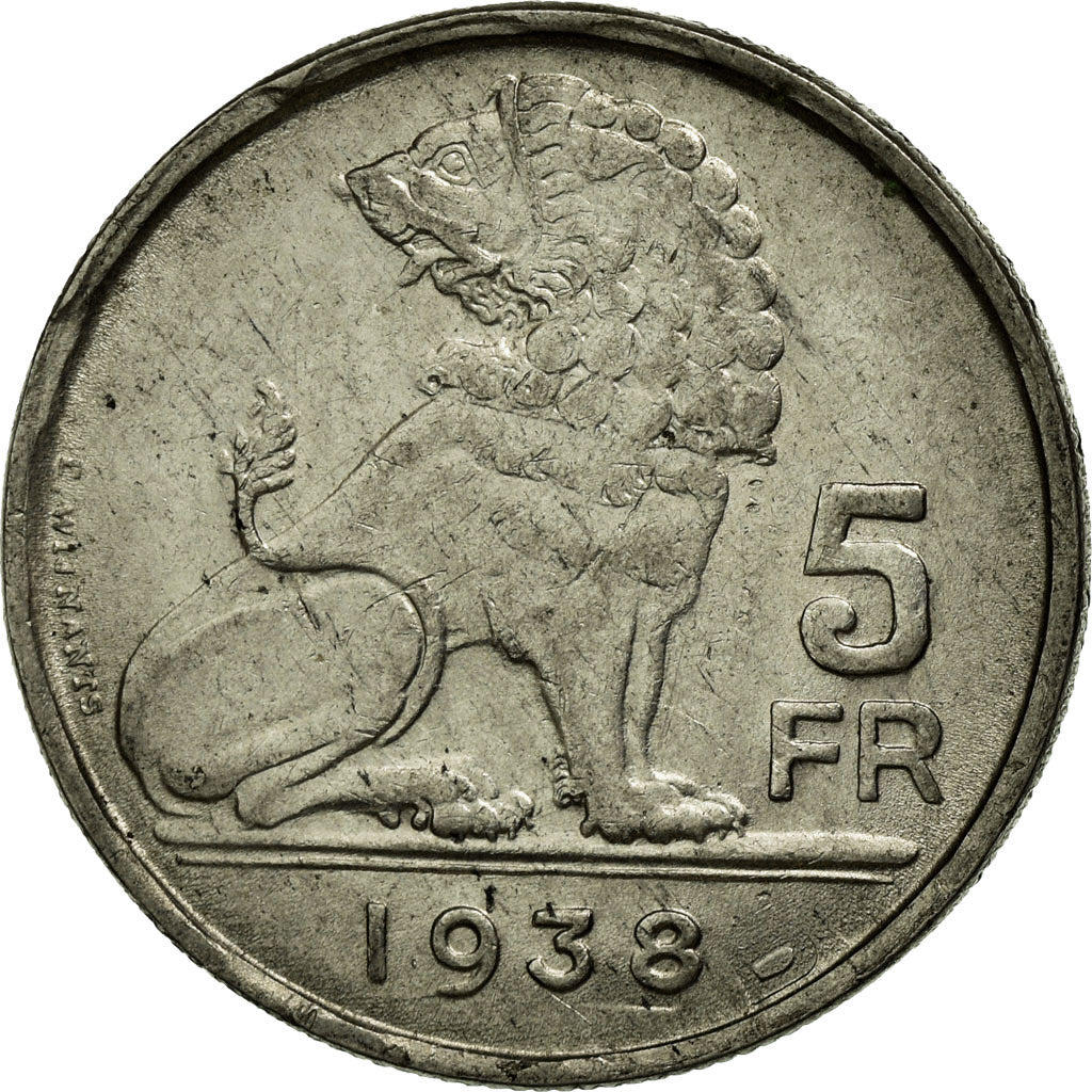 Monnaie, Belgique, 5 Francs, 5 Frank, 1938, TTB, Nickel, KM:117.1