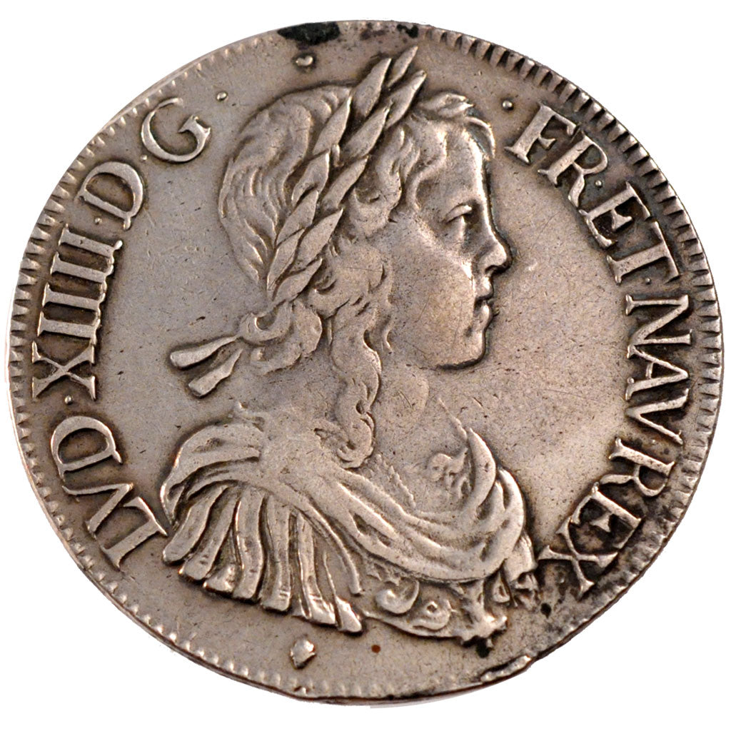 FRANCE, Écu à la mèche longue, ECU, 1648, Toulouse, KM #155.11, EF(40-45), Silve